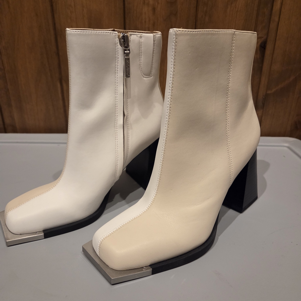 Elegant Women's Cream and White Ankle Boots